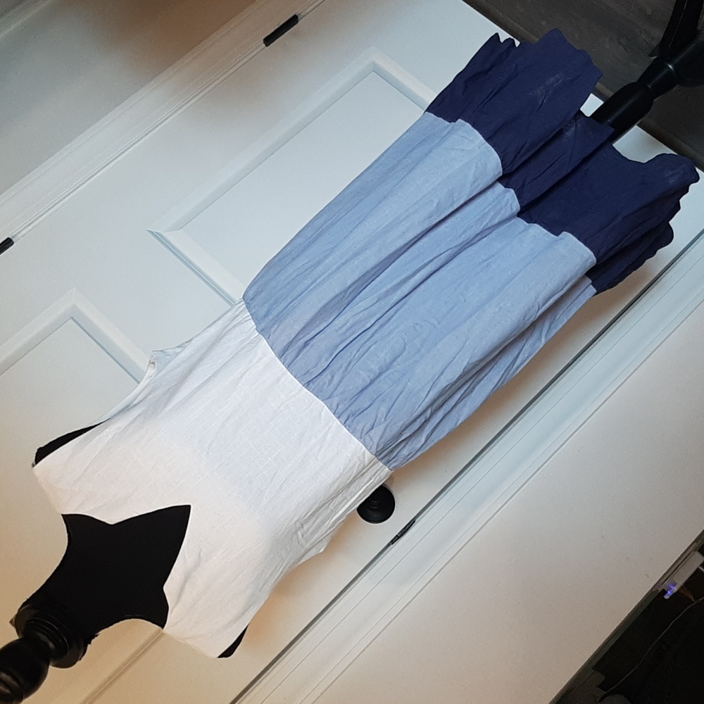 Perceptions White and Blue Lined Dress